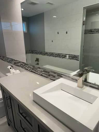 Modern condo bathroom cleaned and sanitized
