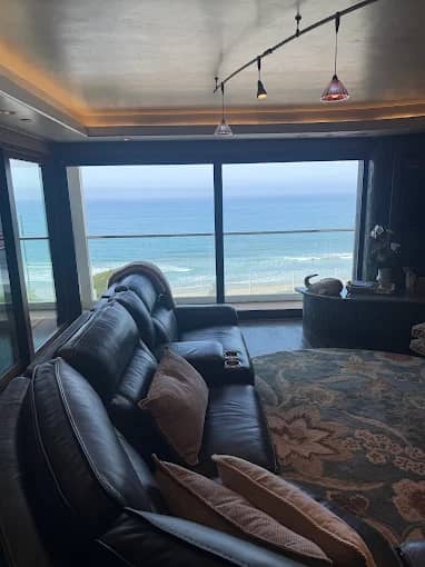 Ocean-view Orange County living space cleaned and ready for the owners' arrival