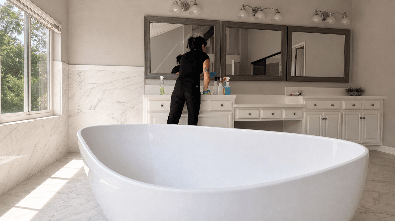 Gabby cleaning — the work